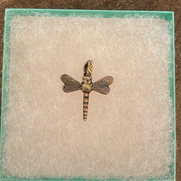 Black Opal Dragonfly 925 Sterling Silver VINTAGE Pendant 🖤🔮 - Picture 5 of 5